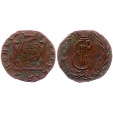 Россия Сибирь Денга 1768 КМ год Бит# 1173 Сибирская монета Вензель Екатерины II