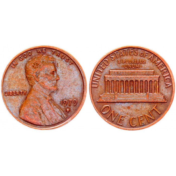 США 1 Цент 1979 D год KM# 201 Денвер Мемориал Линкольна (BOX1184)