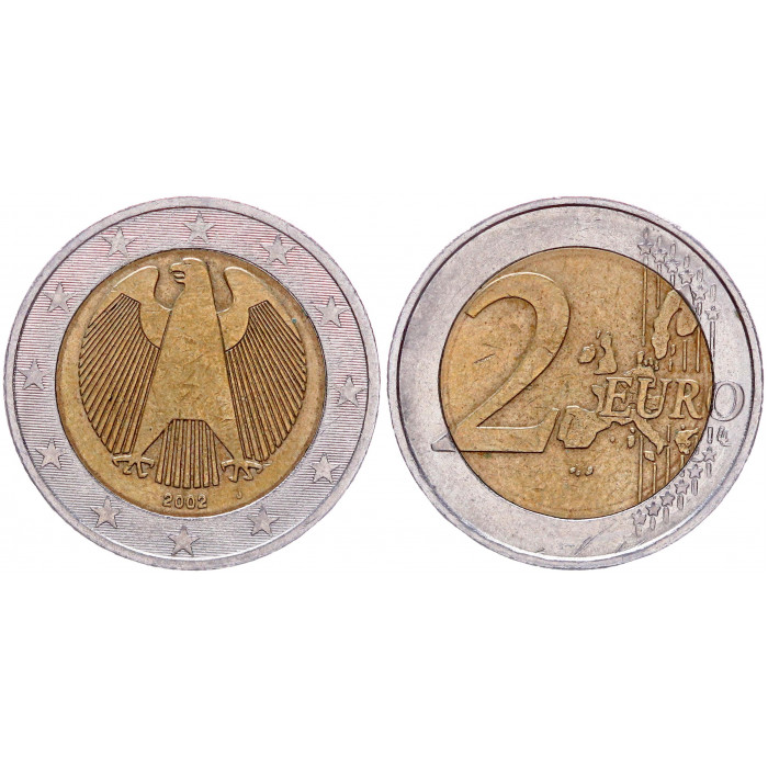 Германия ФРГ 2 Евро 2002 J год KM# 214 Биметалл