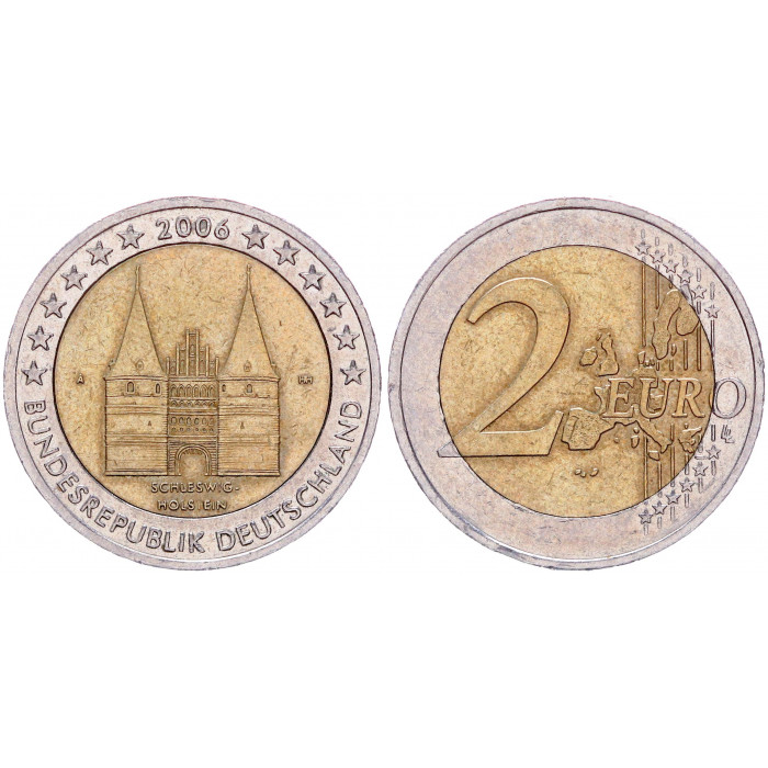 Германия ФРГ 2 Евро 2006 A год KM# 253 Шлезвиг-Гольштейн Хольстентор Биметалл