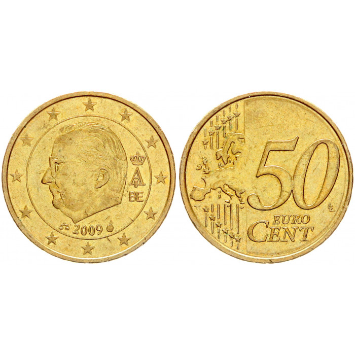 Бельгия 50 Евроцентов 2009 год KM# 300 Альберт II