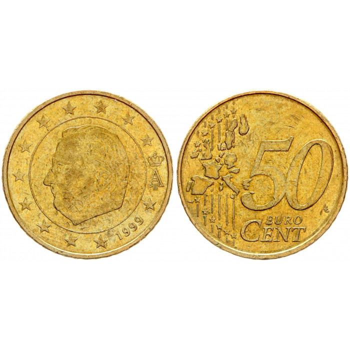 Бельгия 50 Евроцентов 1999 год KM# 229 Альберт II