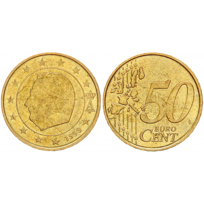 Бельгия 50 Евроцентов 1999 год KM# 229 Альберт II