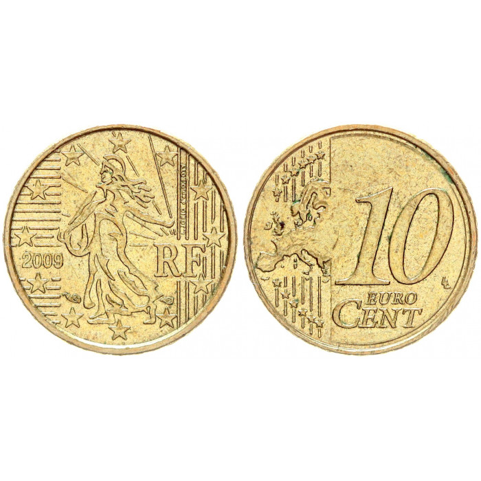 Франция 10 Евроцентов 2009 год KM# 1410 Сеятель