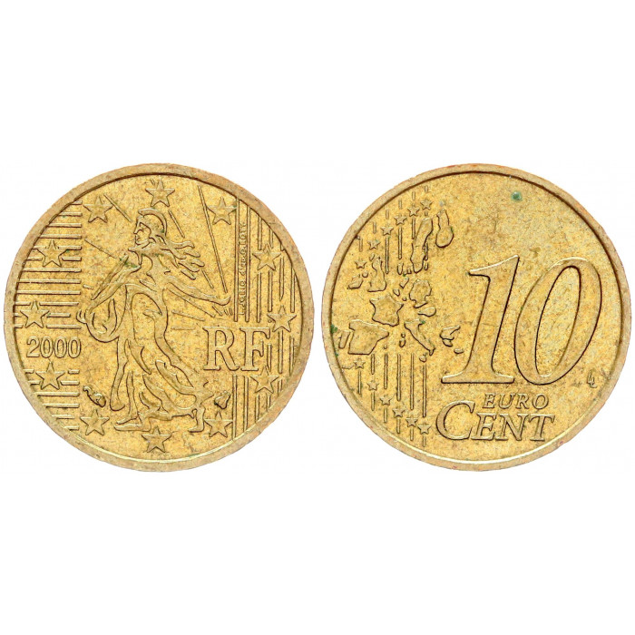 Франция 10 Евроцентов 2000 год KM# 1185 Сеятель