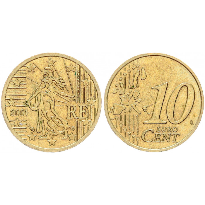 Франция 10 Евроцентов 2001 год KM# 1185 Сеятель