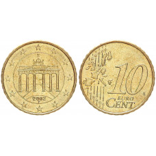 Германия ФРГ 10 Евроцентов 2002 F год KM# 210 Бранденбургские ворота