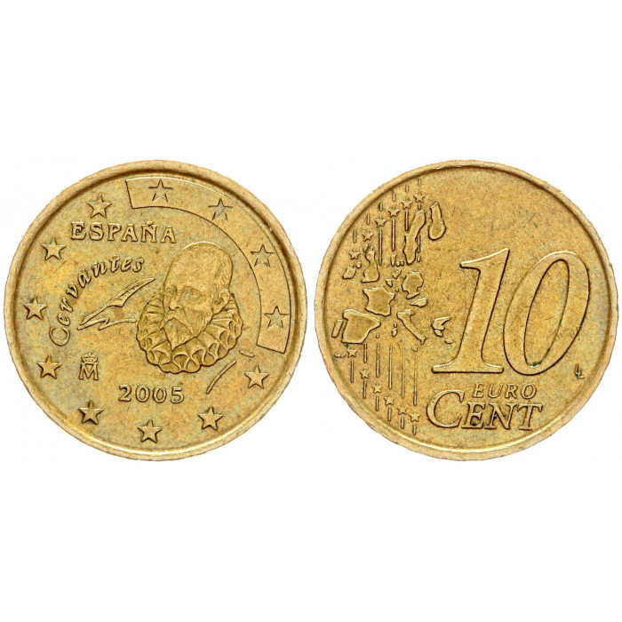 Испания 10 Евроцентов 2005 год KM# 1043 Мигель де Сервантес