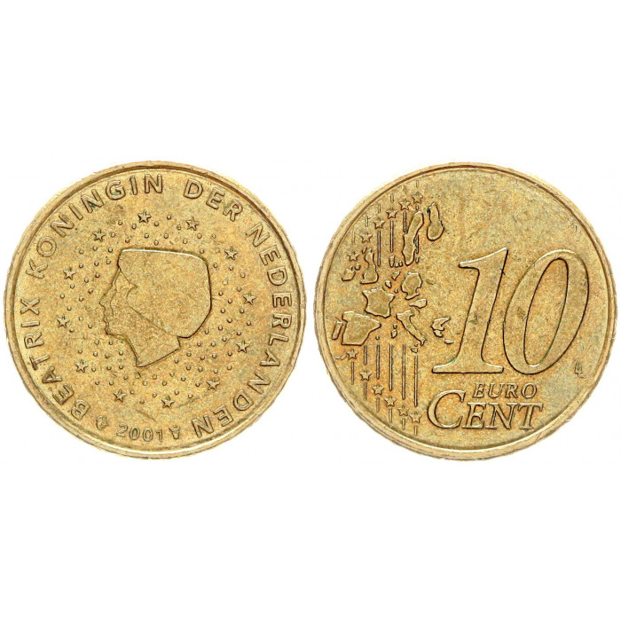 Нидерланды 10 Евроцентов 2001 год KM# 237 6-я Королева Беатрикс