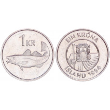 Исландия 1 Крона 1994 год KM# 27a Рыба Треска