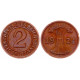 Германия 2 Рейхспфеннига 1924 J год KM# 38 Гамбург Веймарская Республика (BOX517)