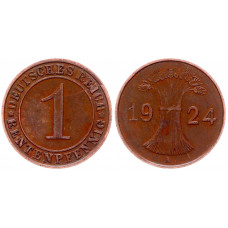 Германия 1 Рентенпфенниг 1924 A год KM# 30 Берлин Веймарская Республика (BOX767)