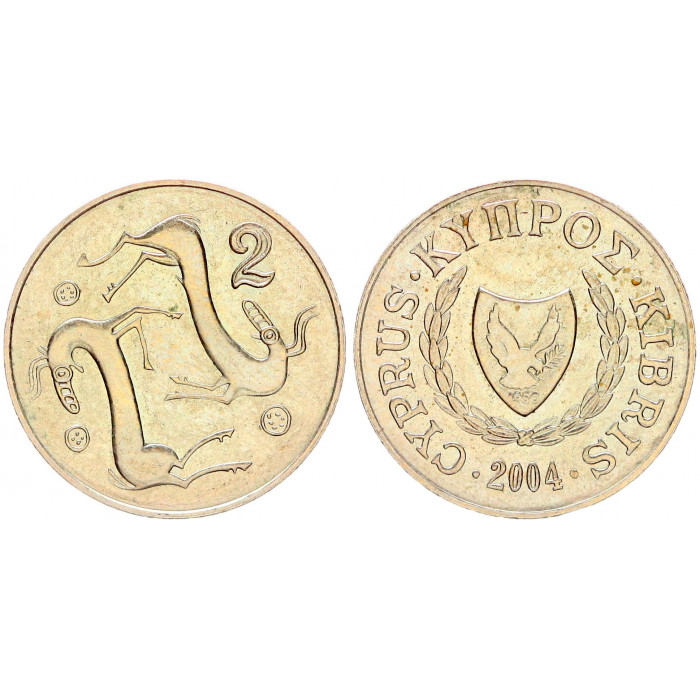 Кипр 2 Цента 2004 год KM# 54.3 Стилизованные козы