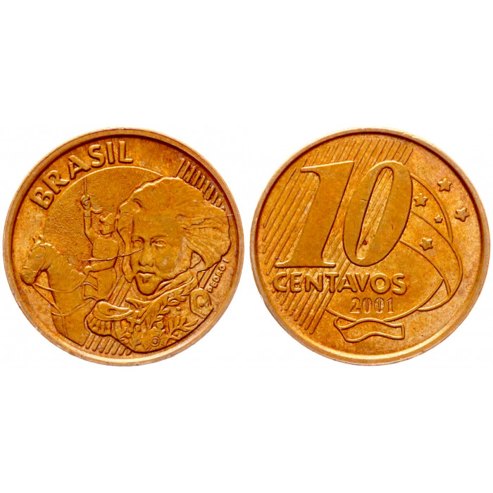 Бразилия 10 Сентаво 2001 год KM# 649.2 Педру I Император Бразильской империи