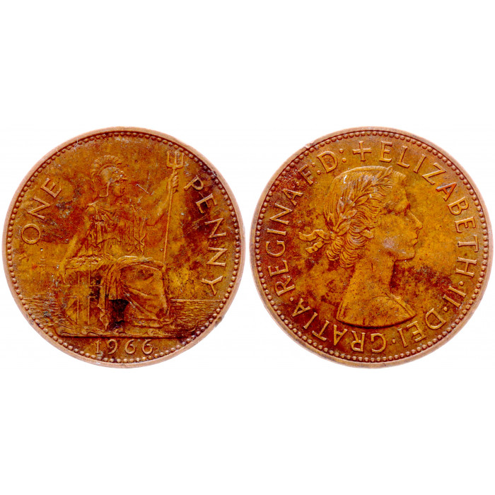 Великобритания 1 Пенни 1966 год KM# 897 Либертина Британия Елизавета II
