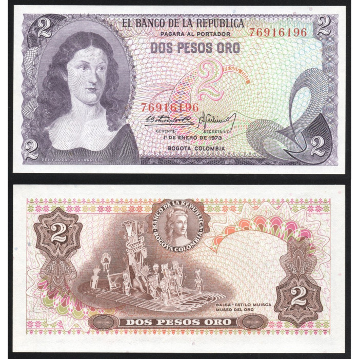 Колумбия 2 Песо оро 1973 год P# 413a.3