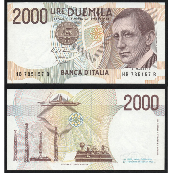 Италия 2000 Лир 1992 год P# 115a.2