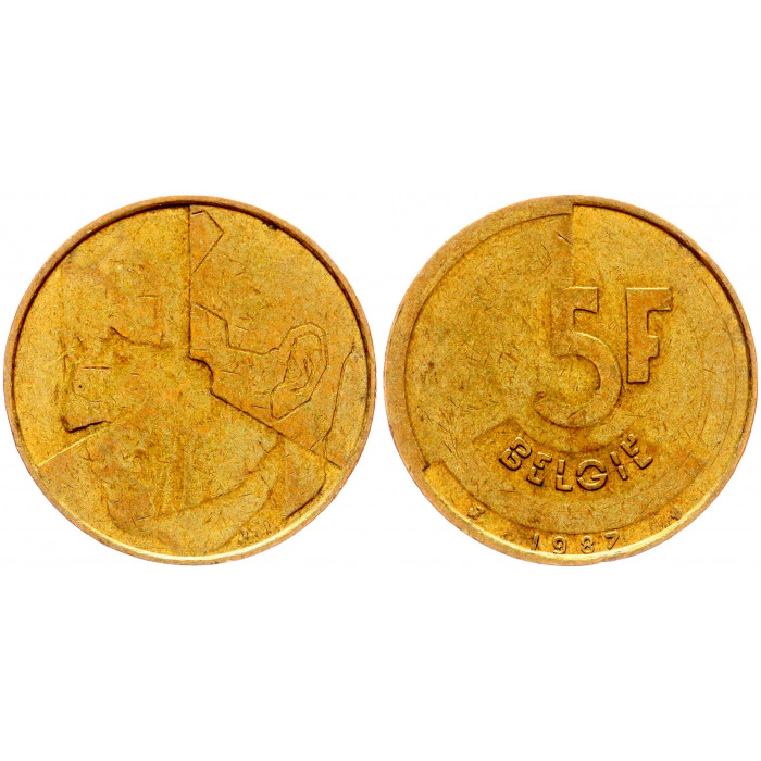 Бельгия 5 Франков 1987 год КМ# 164 BELGIE Бодуэн I