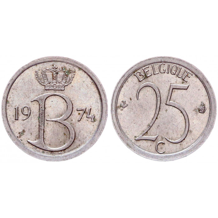 Бельгия 25 Сентим 1974 год КМ# 153.1 BELGIQUE Бодуэн I