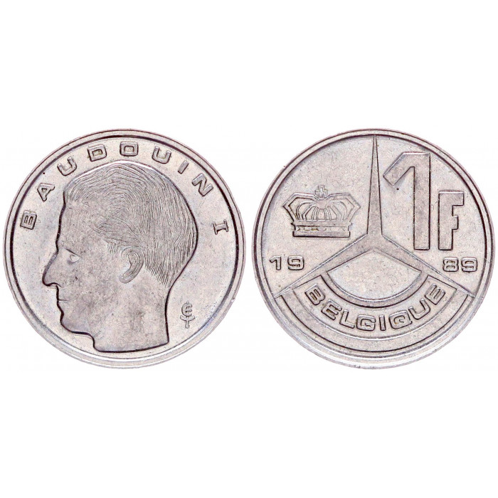 Бельгия 1 Франк 1989 год КМ# 170 BELGIQUE Бодуэн I