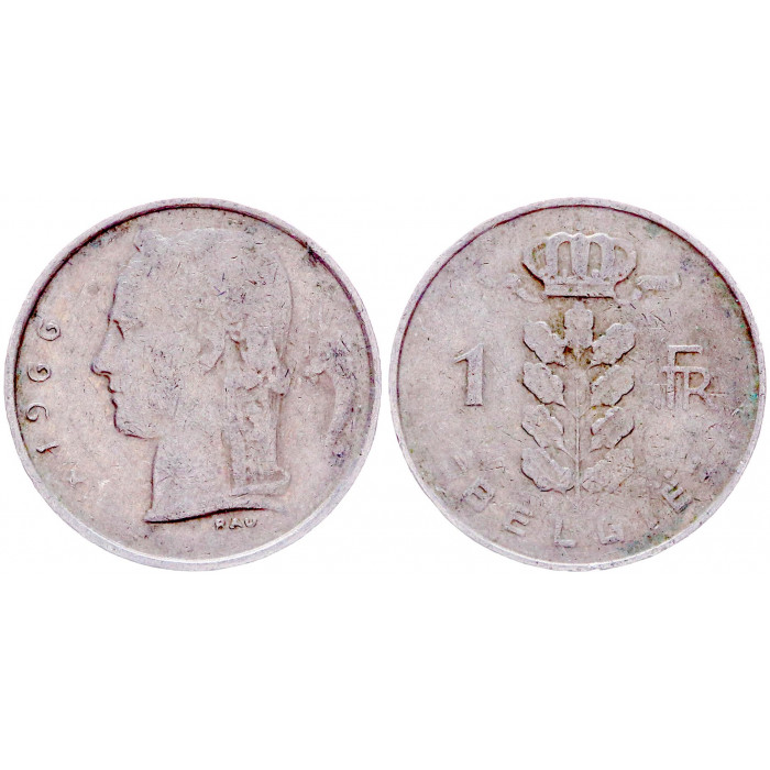 Бельгия 1 Франк 1966 год КМ# 143.1 Богиня Церера BELGIE Бодуэн I