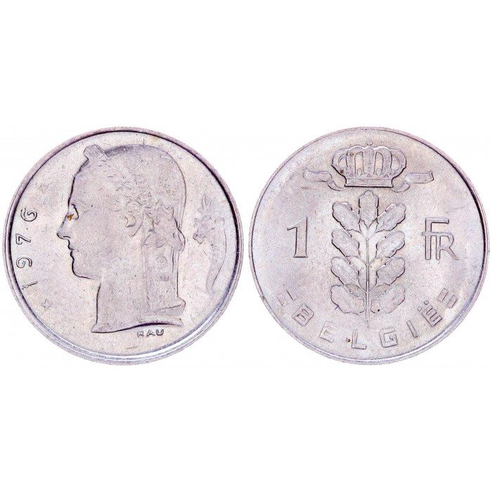 Бельгия 1 Франк 1976 год КМ# 143.1 Богиня Церера BELGIE Бодуэн I