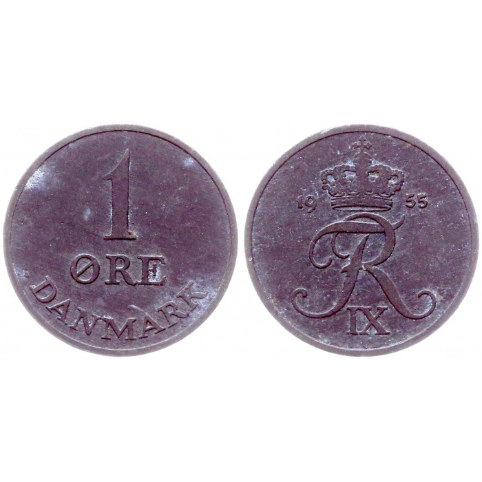 Дания 1 Эре 1955 год KM# 839.1 52-ой Король Фредерик IX