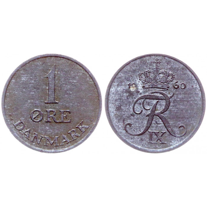 Дания 1 Эре 1960 год KM# 839.2 52-ой Король Фредерик IX