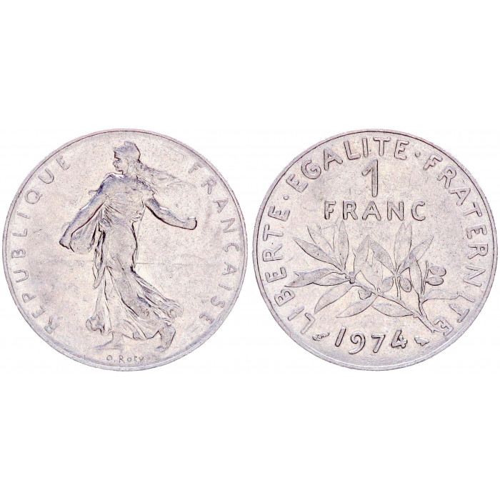 Франция 1 Франк 1974 год KM# 925.1 Либертина