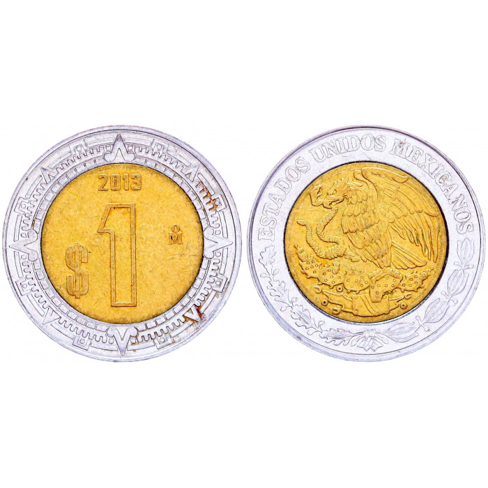 Мексика 1 Песо 2013 год KM# 603 Орёл Биметалл