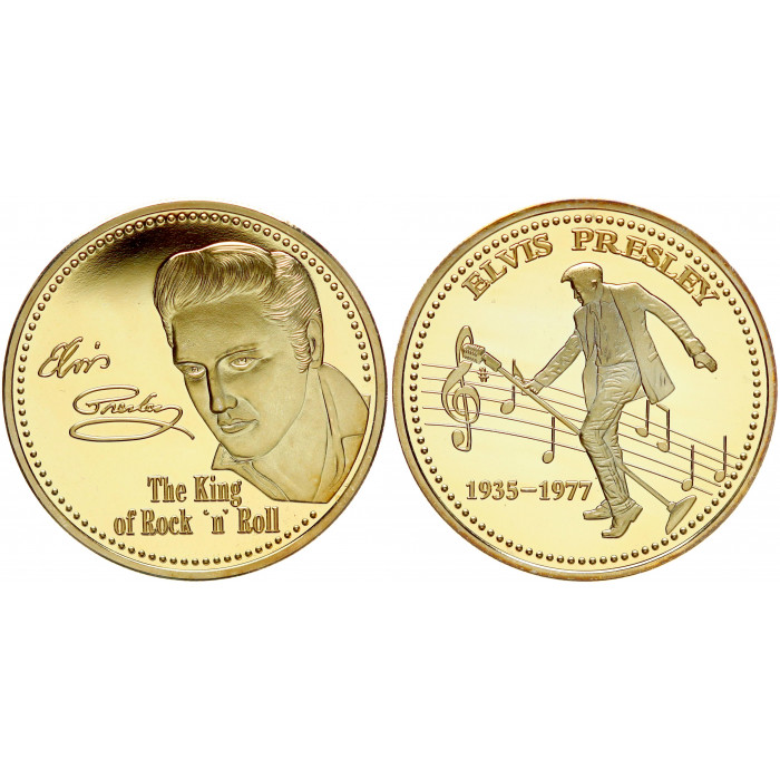 Америка Жетон Элвис Пресли «Король рок-н-ролла» Американский певец Позолота Сувенирная монета (BOX1243)