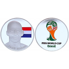 Бразилия Жетон Арьен Роббен 2014 год Футбол Спорт FIFA World Cup Серебрение Сувенирная цветная монета (BOX1250)