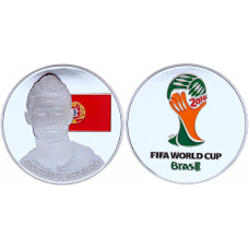 Бразилия Жетон Криштиану Роналду 2014 год Футбол Спорт FIFA World Cup Серебрение Сувенирная цветная монета (BOX1251)