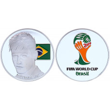 Бразилия Жетон Неймар 2014 год Футбол Спорт FIFA World Cup Серебрение Сувенирная цветная монета (BOX1252)