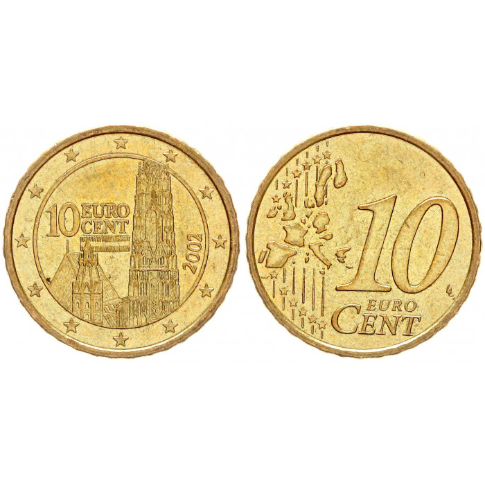 Австрия 10 Евроцентов 2002 год KM# 3085 Собор святого Стефана