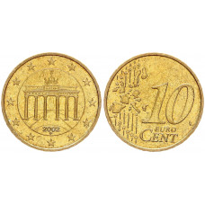 Германия ФРГ 10 Евроцентов 2002 F год KM# 210 Бранденбургские ворота
