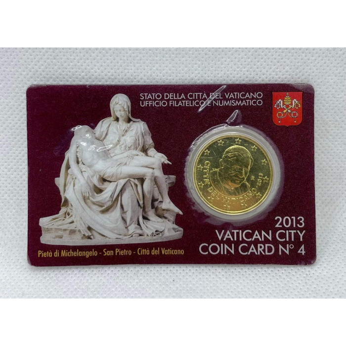 Ватикан 50 Евроцентов 2013 год UNC КМ# 387 265-ый Папа Римский Бенедикт XVI Кионкарта