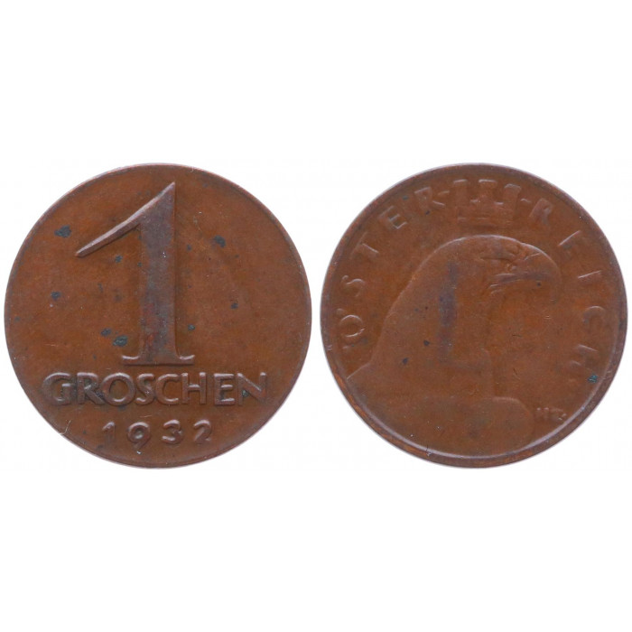 Австрия 1 Грош 1932 год KM# 2836 Орёл