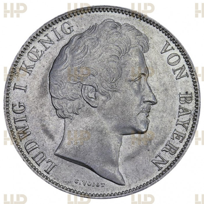 Германия Бавария 1 Гульден 1844 год Леопольд I Серебро Слаб ННР AU 55 