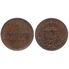 Германия Бавария 1 Геллер 1851 год КМ# 796.2 Максимилиан II