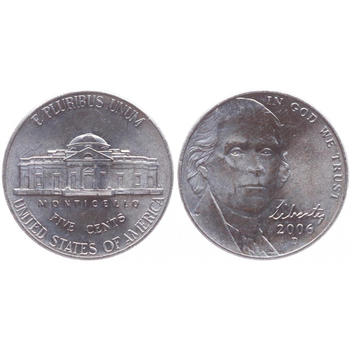 США 5 Центов 2006 D год UNC KM# 381 Двухсотлетие экспедиции Льюиса и Кларка Мантичелло Джефферсон