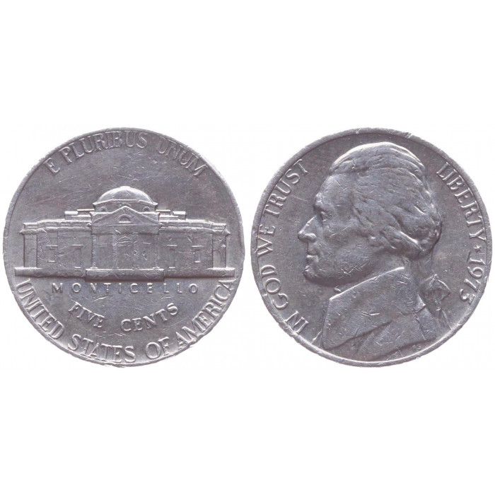 США 5 Центов 1973 год XF KM# a192 Джефферсон