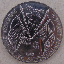 Фолклендские острова 50 пенсов 1995 50 лет Дню Победы в Европе 
