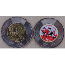 Канада 2 доллара 2022 50 лет серии 1972 Канада - СССР. цветная + простая UNC 