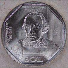 Перу 1 соль 2022 Хосе Бакияно-и-Каррильо, 200 лет Независимости, 8-я монета UNC 