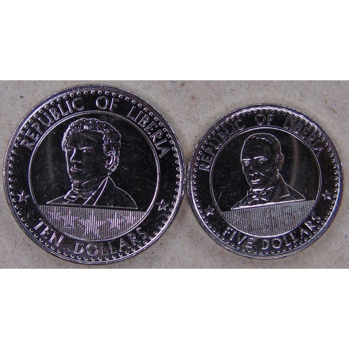 Либерия 5 и 10 долларов 2022 UNC. Новый вид