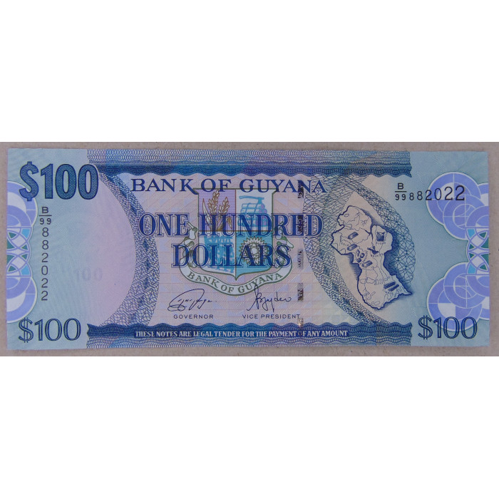 Гайана 100 долларов 2022 UNC