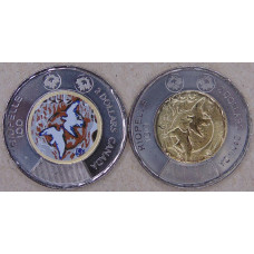 Канада. Набор 2 монеты 2 доллара 2023 Жан-Поль Риопель. Простая + Цветная UNC