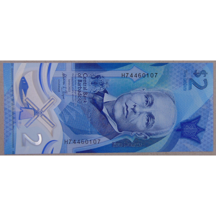 Барбадос 2 доллара 2022 UNC. Полимер
