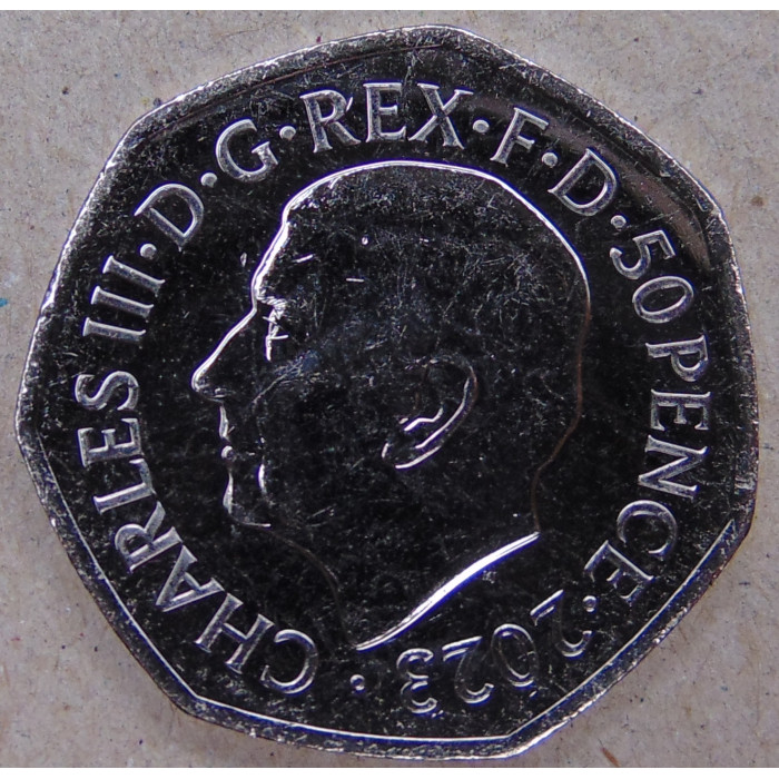 Великобритания 50 пенсов 2023 Коронация короля Карла III UNC